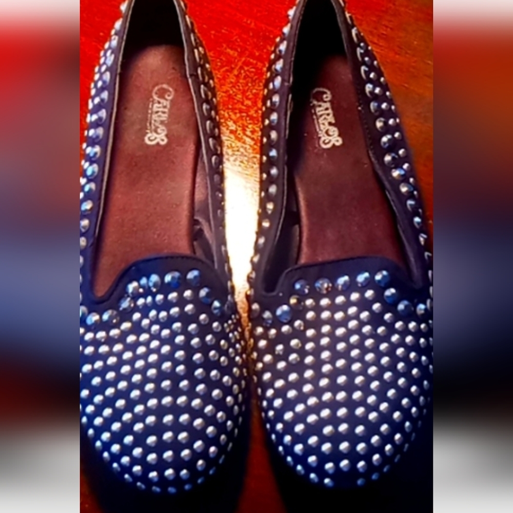 Carlos by Carlos Santana  black studded Flat Slip On loafers